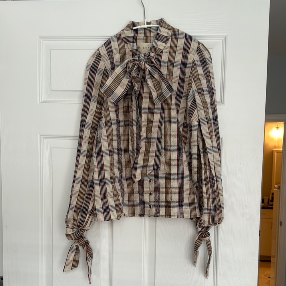 Plaid Bow-Tie Blouse